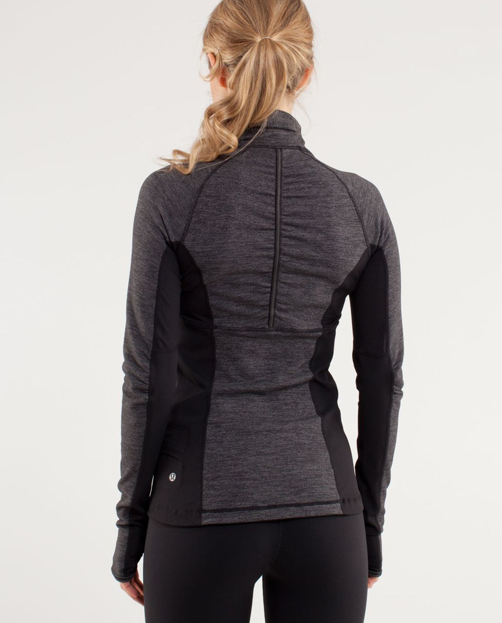 Lululemon Run:  Switch Back 1/2 Zip - Black /  Wee Stripe Black Heathered Black