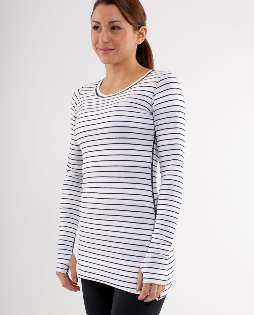 Lululemon Every Yogi Long Sleeve - Wide Bold Stripe White Deep Indigo /  Quiet Stripe White Deep Indigo