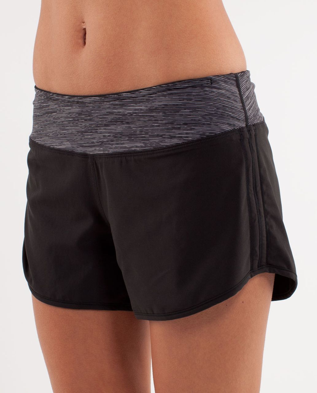 Lululemon Run:  Switch Back Short - Black /  Fossil /  Wee Are From Space Black Combo