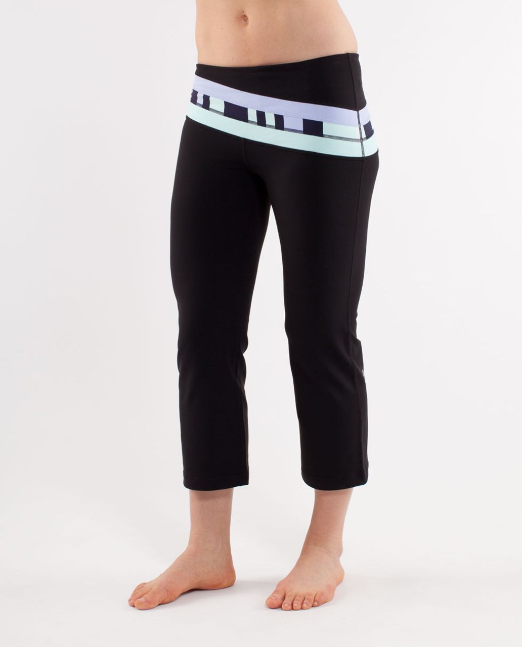 Lululemon Retro Rainbow Crop - Black /  Lavender Dusk /  Discover Stripe White Deep Indigo