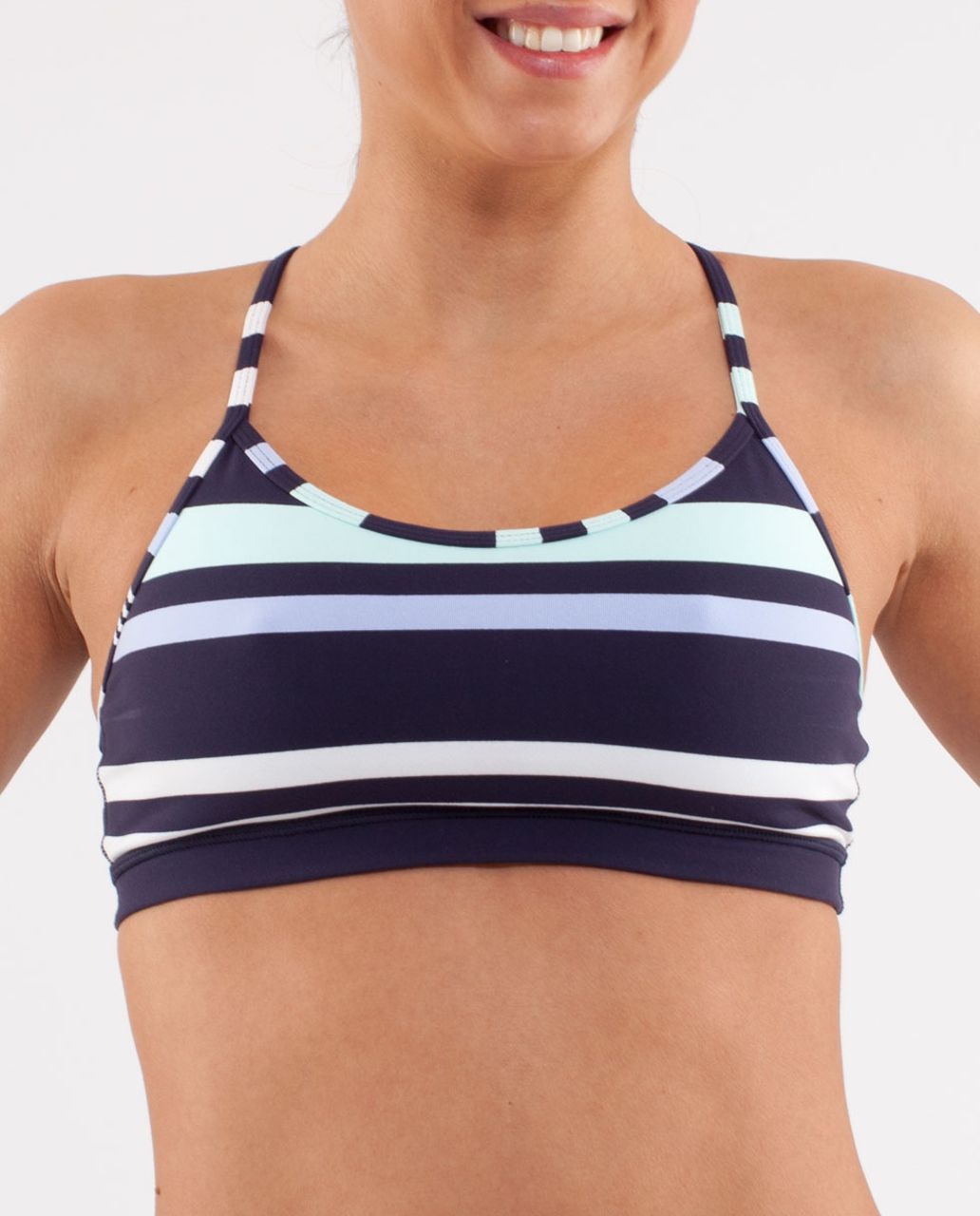 Lululemon Flow Y Bra IV - Discover Stripe White Deep Indigo