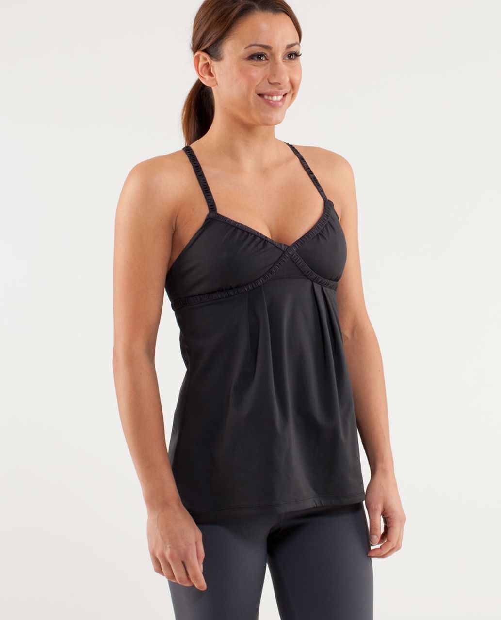 Lululemon Dance Strap Tank Top Black Criss Cross Back Activewear Size 2