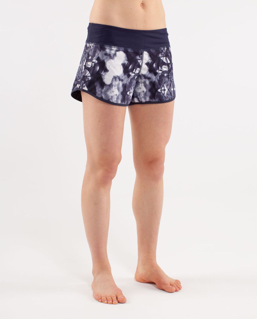 Lululemon Run:  Switch Back Short - Ink Blot White Deep Indigo /  Deep Indigo