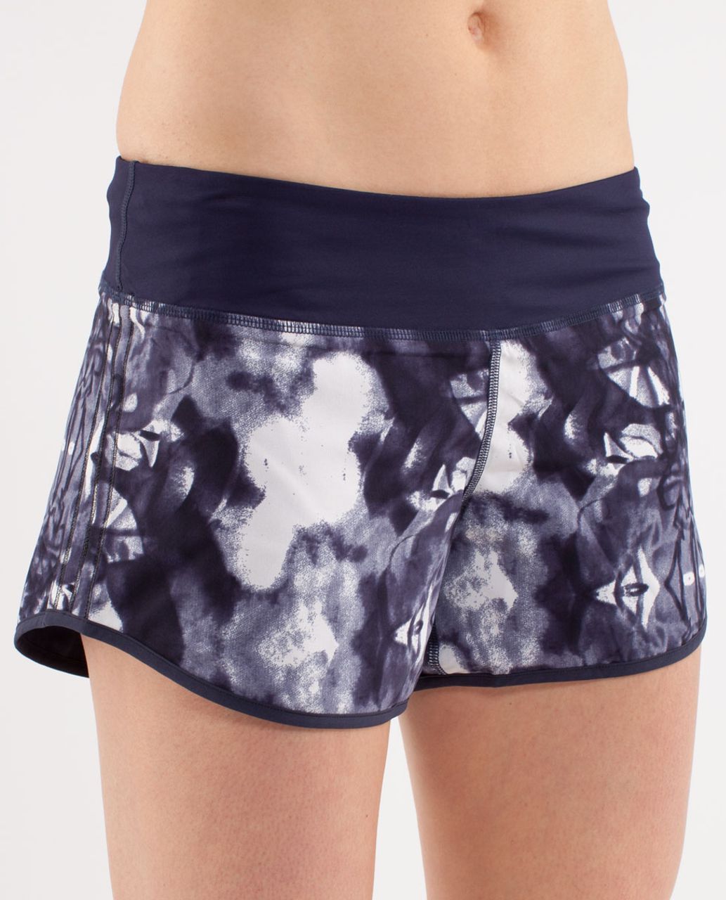 Lululemon Run:  Switch Back Short - Ink Blot White Deep Indigo /  Deep Indigo