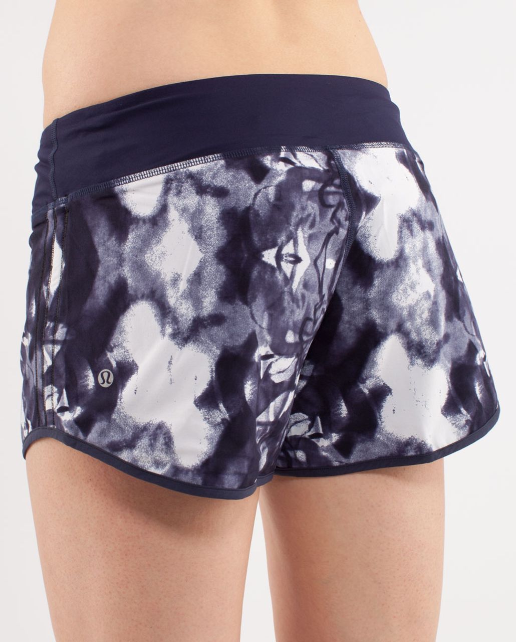 Lululemon Run:  Switch Back Short - Ink Blot White Deep Indigo /  Deep Indigo