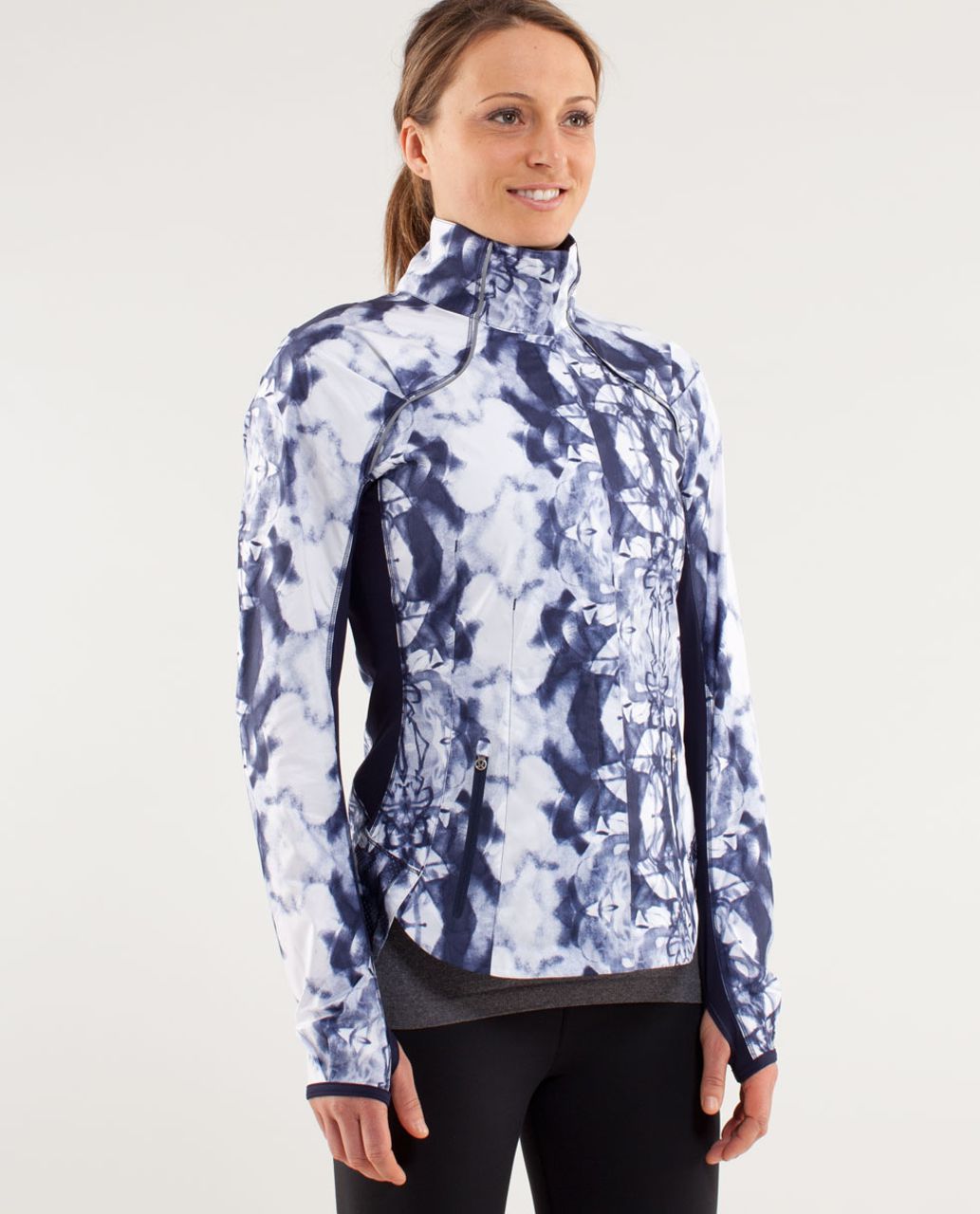 Lululemon Run:  Essential Jacket II - Ink Blot White Deep Indigo /  Deep Indigo