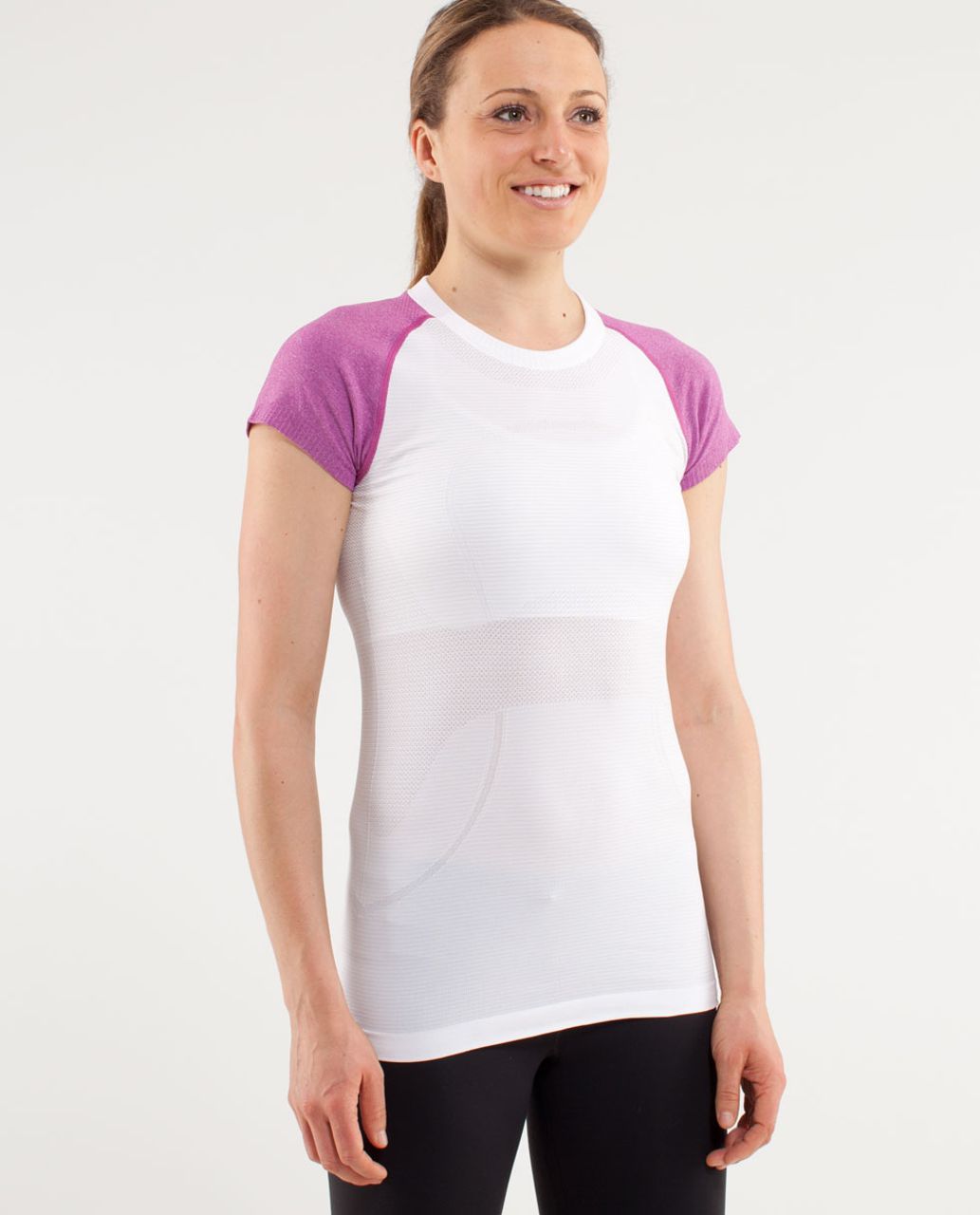 Lululemon Run:  Swiftly Tech Short Sleeve - White /  Ultra Violet