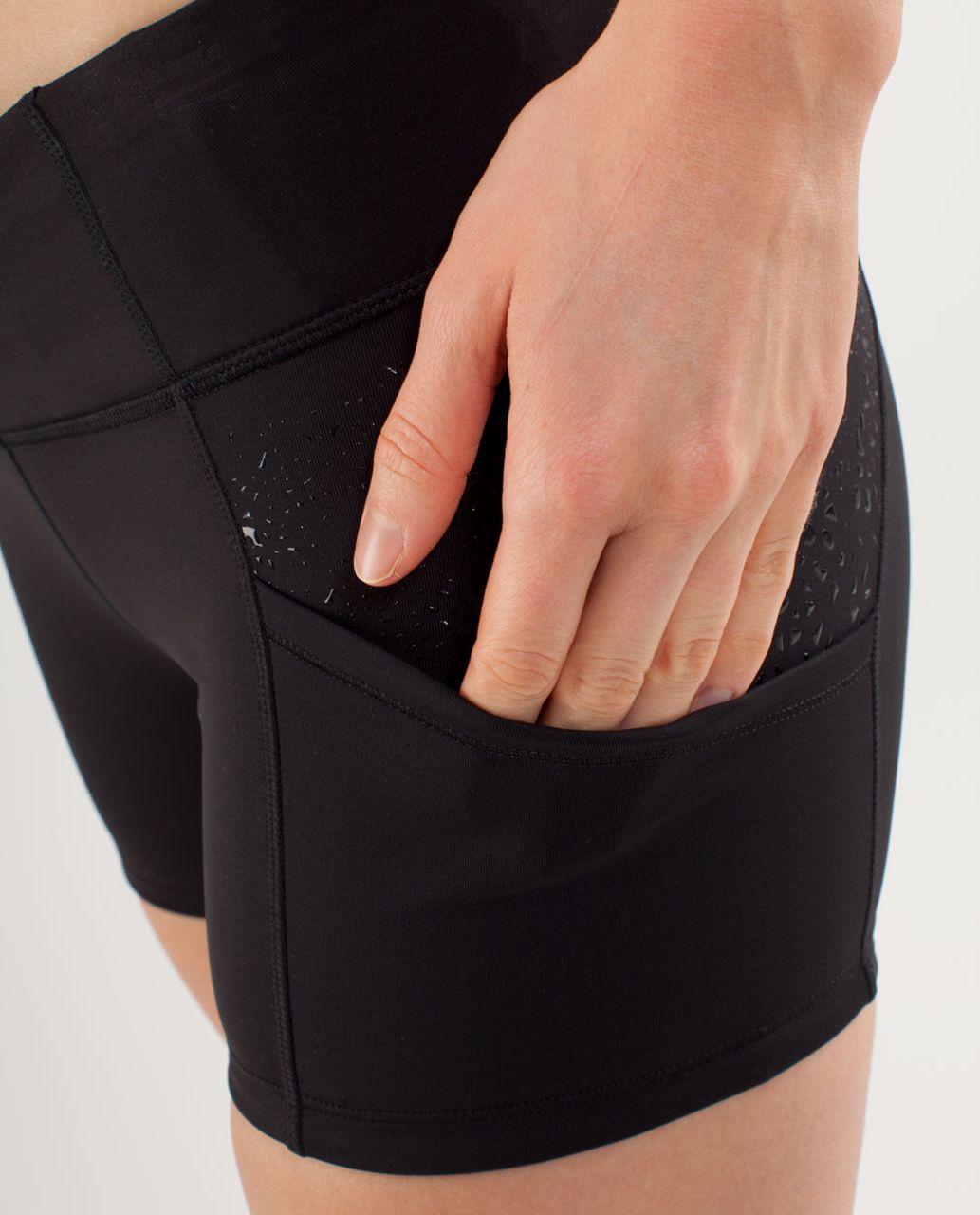 Lululemon Run:  Shorty Short - Black /  Cut-out Lace Silicone Black