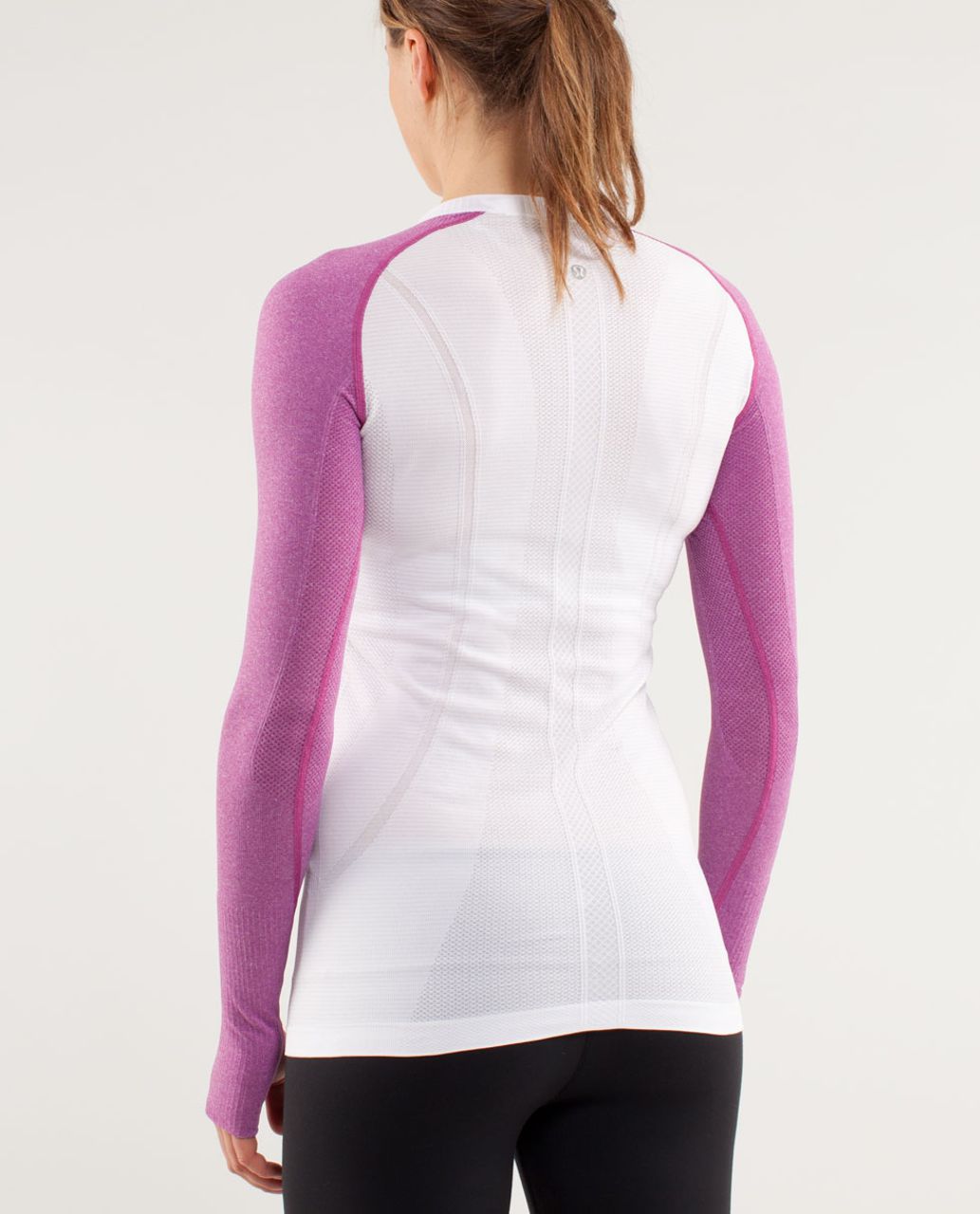 Lululemon Run:  Swiftly Tech Long Sleeve - White /  Ultra Violet