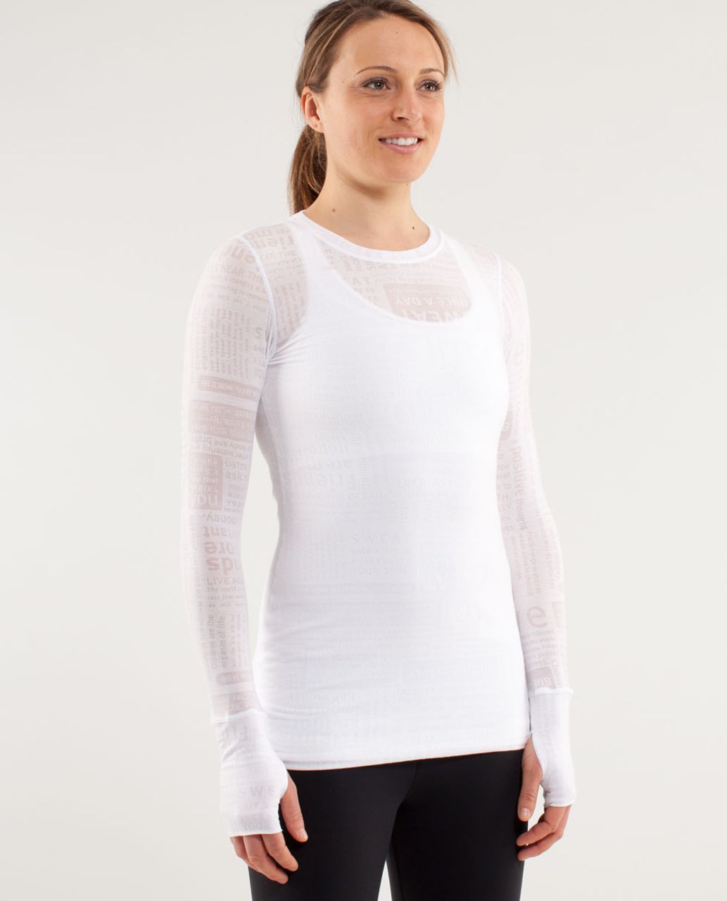 Lululemon white manifesto burnout practice daily long sleeve