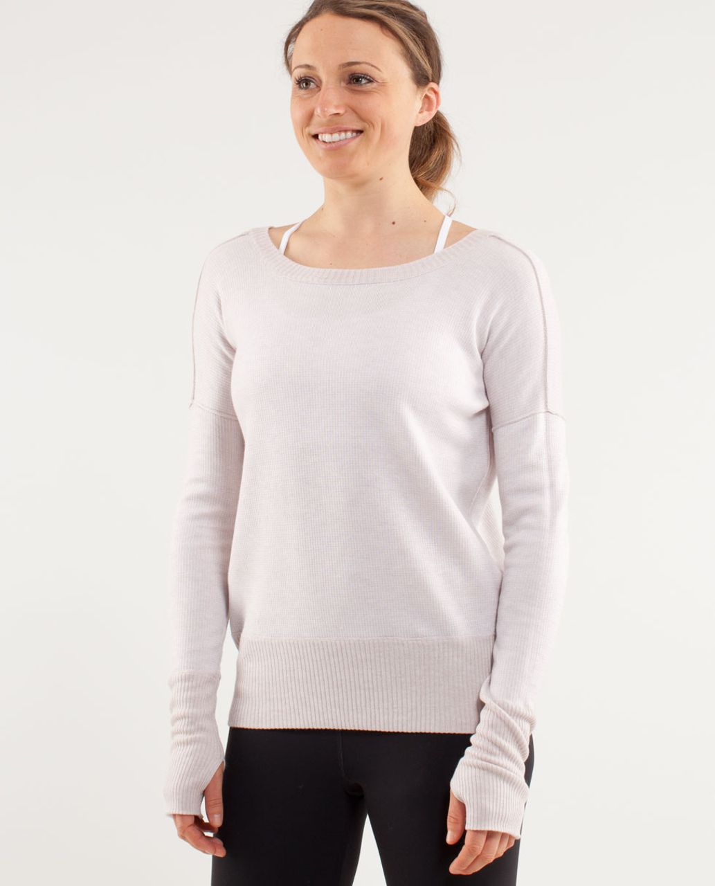 Lululemon Yin Me Pullover - Heathered Dune /  White