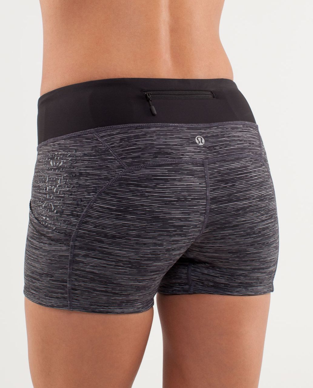 Lululemon Run:  Shorty Short - Wee Are From Space Black Combo /  Cut Out Lace Silicone Black