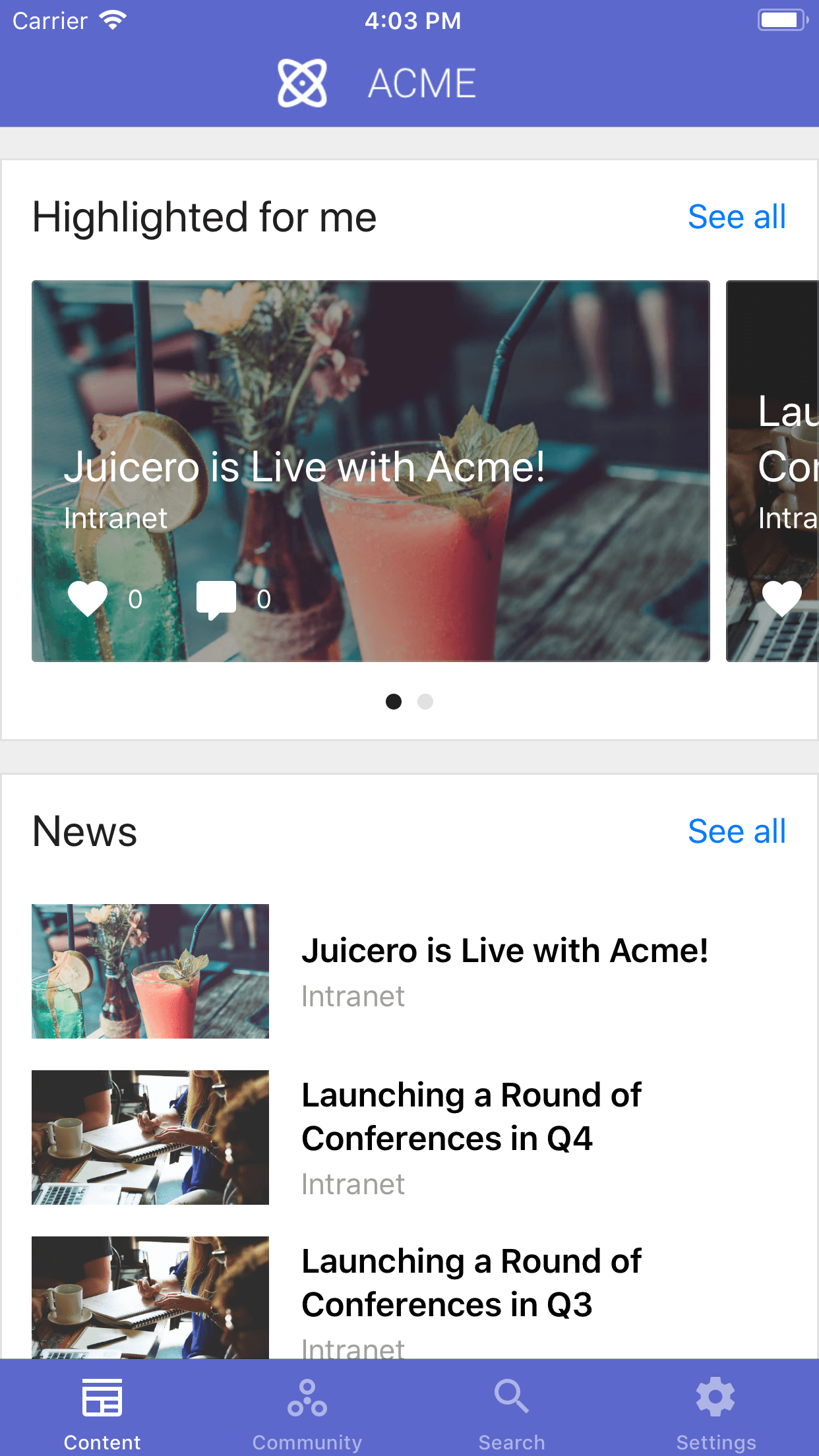customized news streams iOS