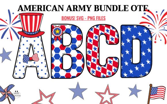 Preview of American 4th of July Bundle Font