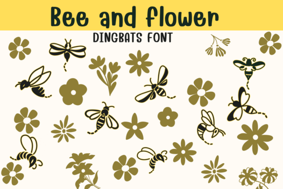 Preview of Bee and Flower Font