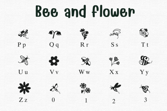 Thumbnail 3 of Bee and Flower Font