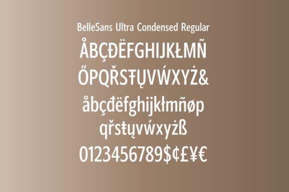 Thumbnail 2 of BelleSans Ultra Condensed Regular and Oblique Font