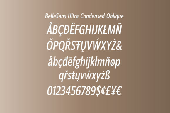 Thumbnail 3 of BelleSans Ultra Condensed Regular and Oblique Font