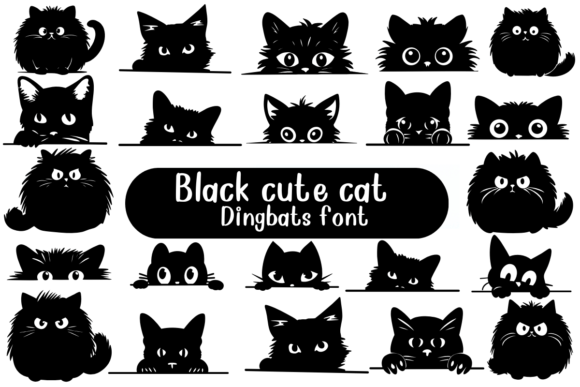 Preview of Black Cute Cat Font
