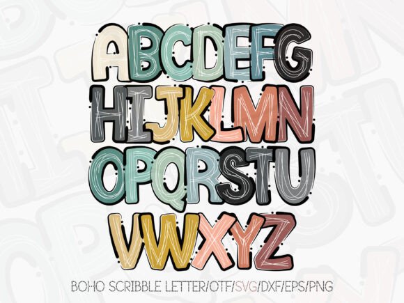 Preview of Boho Scribble Letter Font