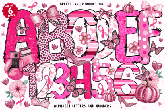 Preview of Breast Cancer Doodle Font