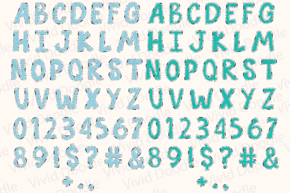 Thumbnail 3 of Bright Rainbow School Doodle Font
