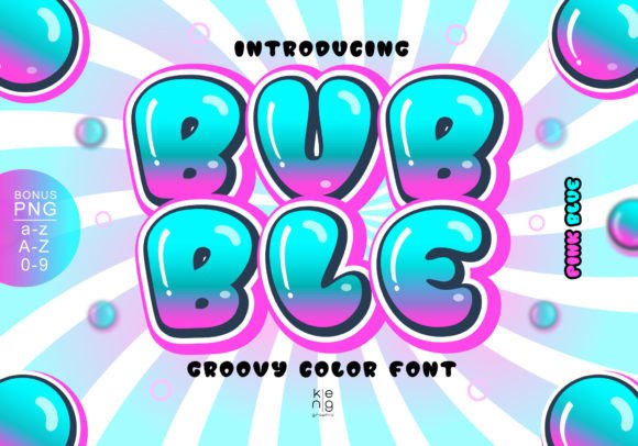 Preview of Bubble Pink Blue Font