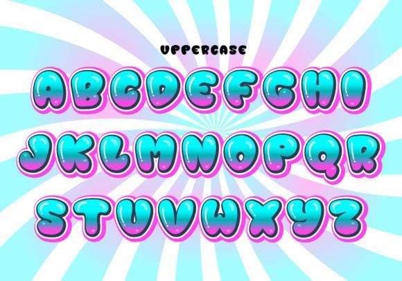 Thumbnail 2 of Bubble Pink Blue Font