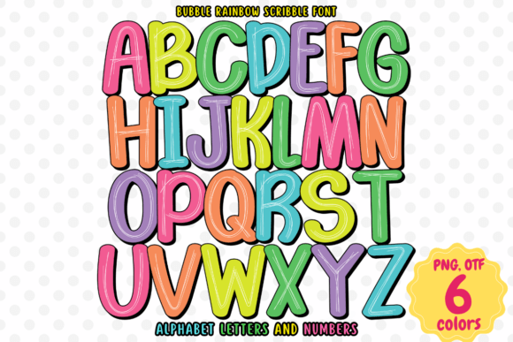 Preview of Bubble Rainbow Scribble Font