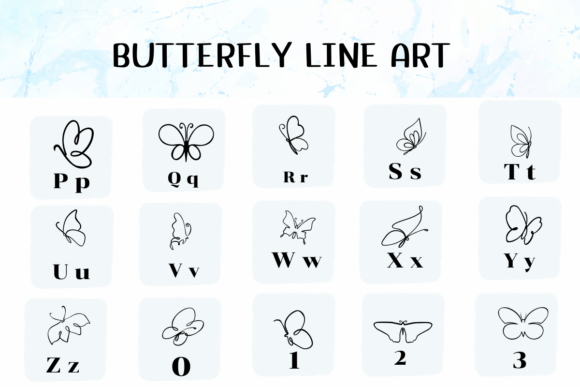 Thumbnail 3 of Butterfly Line Art Font
