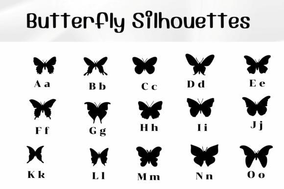 Thumbnail 2 of Butterfly Silhouettes Font