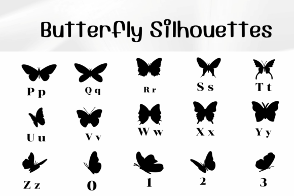 Thumbnail 3 of Butterfly Silhouettes Font