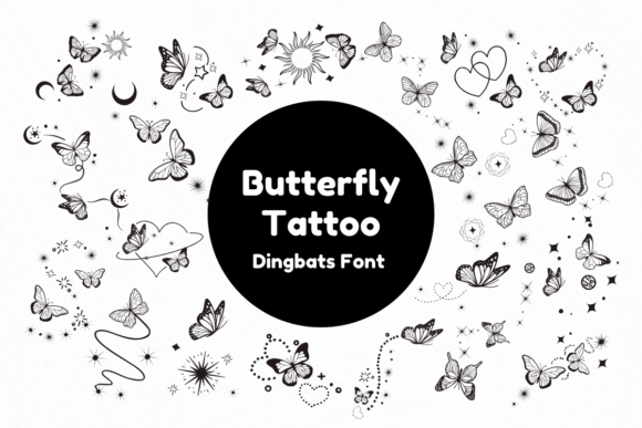Preview of Butterfly Tattoo Font