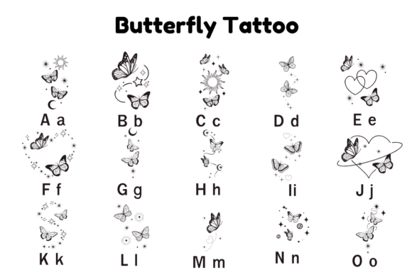 Thumbnail 2 of Butterfly Tattoo Font