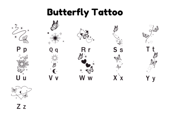 Thumbnail 3 of Butterfly Tattoo Font