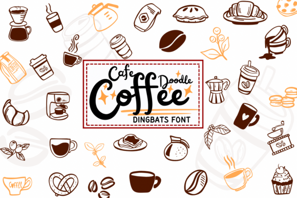 Preview of Cafe Coffee Doodle Font