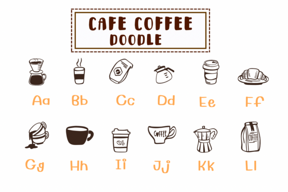 Thumbnail 2 of Cafe Coffee Doodle Font