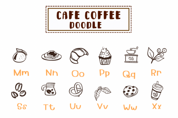 Thumbnail 3 of Cafe Coffee Doodle Font