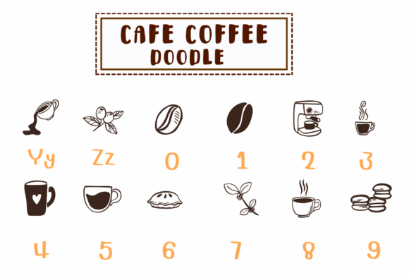 Thumbnail 4 of Cafe Coffee Doodle Font