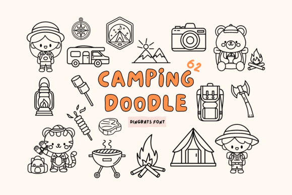 Preview of Camping Doodle Font