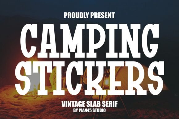 Preview of Camping Stickers Font