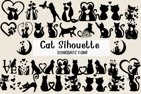 Preview of Cat Silhouette Font