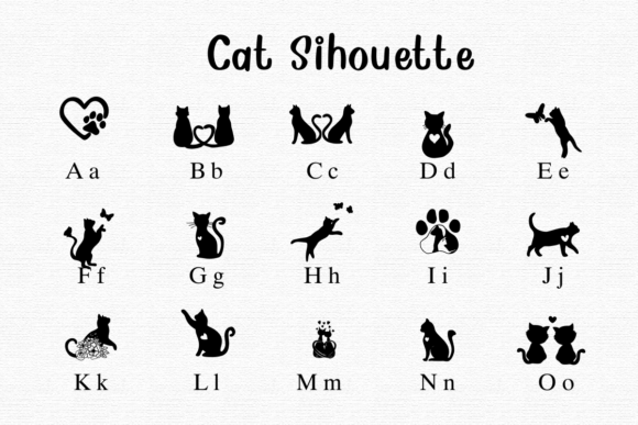 Thumbnail 2 of Cat Silhouette Font