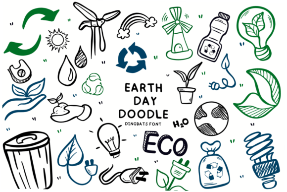 Preview of Earth Day Doodle Font