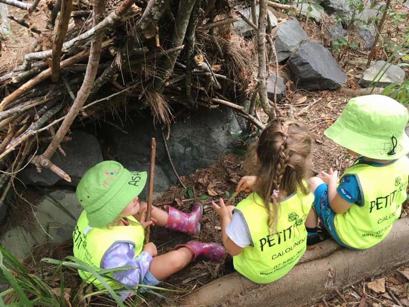 Children in the Bush Kindy program collaborate in nature.