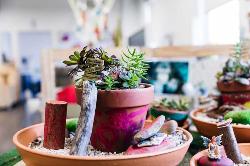 Repurposed garden pots with succulents are popular homemade Father's Day gifts.