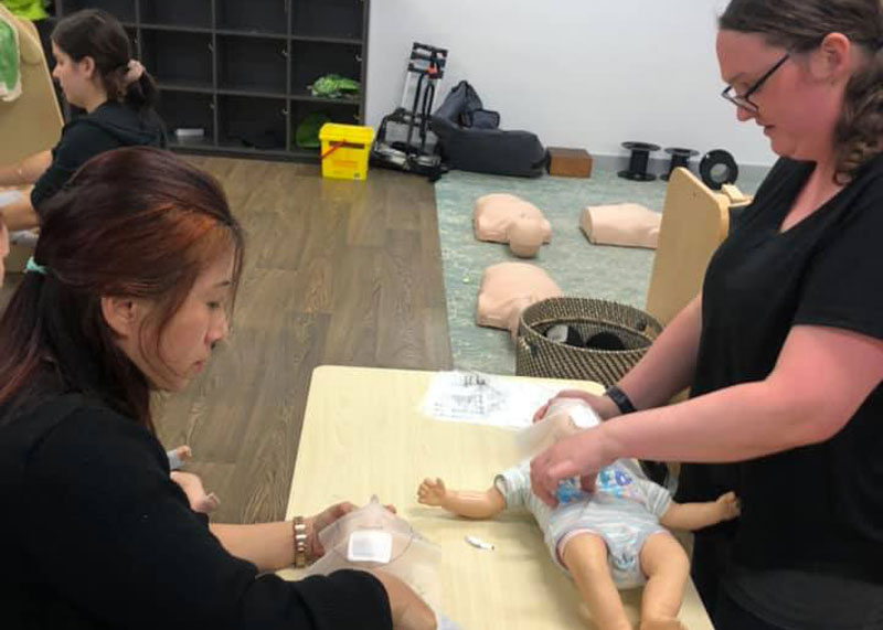 Educators refreshing their First Aid for Children training.