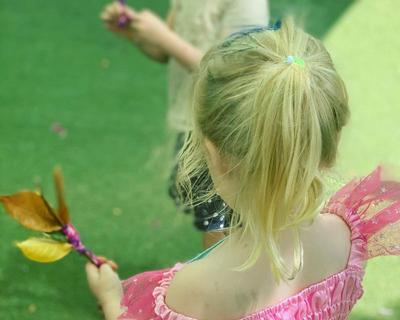 Creative play with fewer toys encourages the imagination to create new experiences like these beautiful fairy wands.