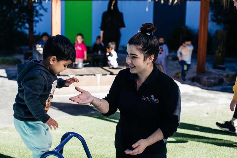 Children play outside with Educators a deserved break for parents working at home with children