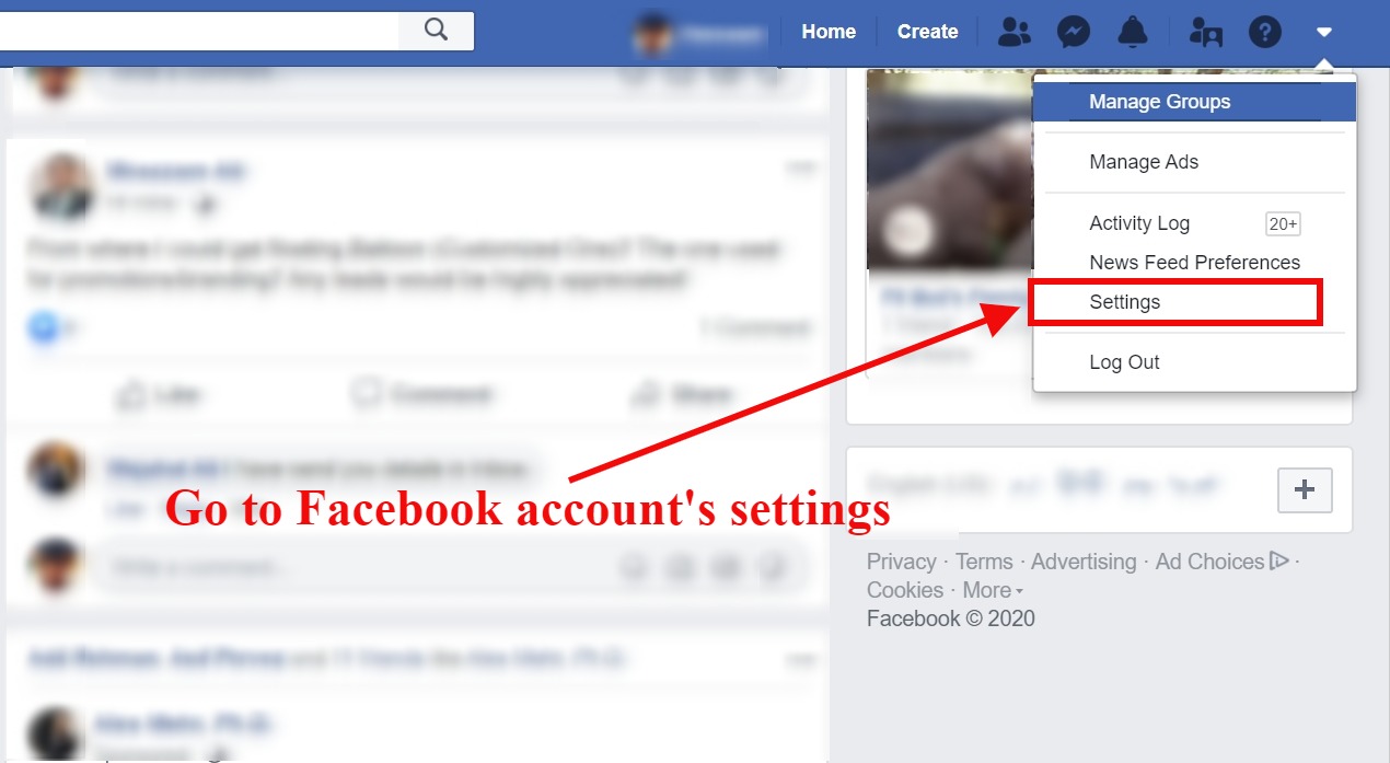 fb account settings